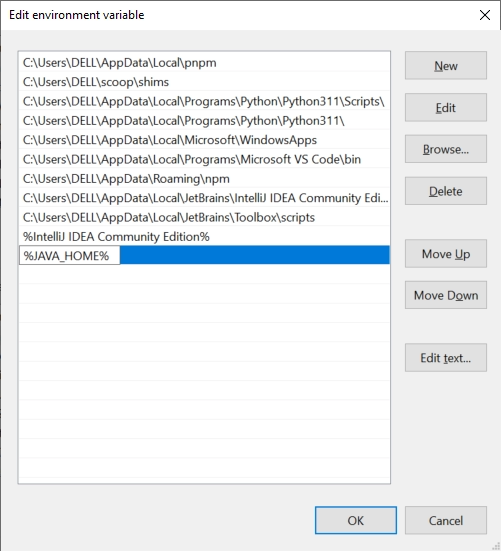 Adding the %JAVA_HOME% variable's value.