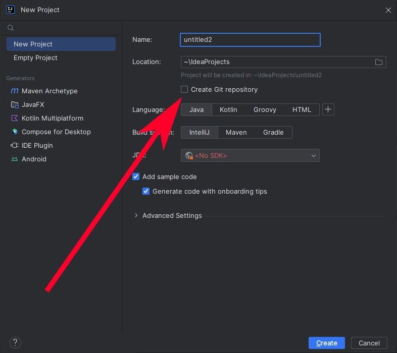 Create Git Repository.