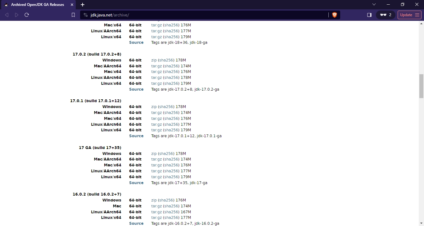 JDK 17 download area